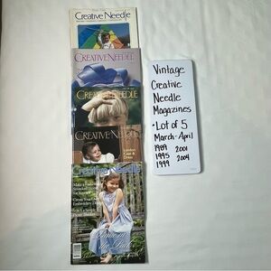 Vintage Creative Needle Magazines. Lot of 5 (1989, 1995, 1999, 2001 & 2004)